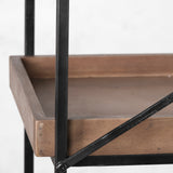 Trey IV 80L x 16W x 87.5H Medium Brown Wood and Iron Five Tray Shelf Shelving Unit from Mercana - Luna Furniture