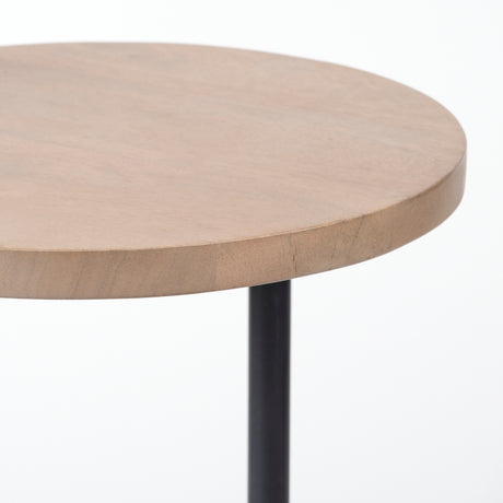 Ballatine 15L x 15W x 27H Brown Wood Round Top w/ Black Metal Base Accent Table from Mercana - Luna Furniture