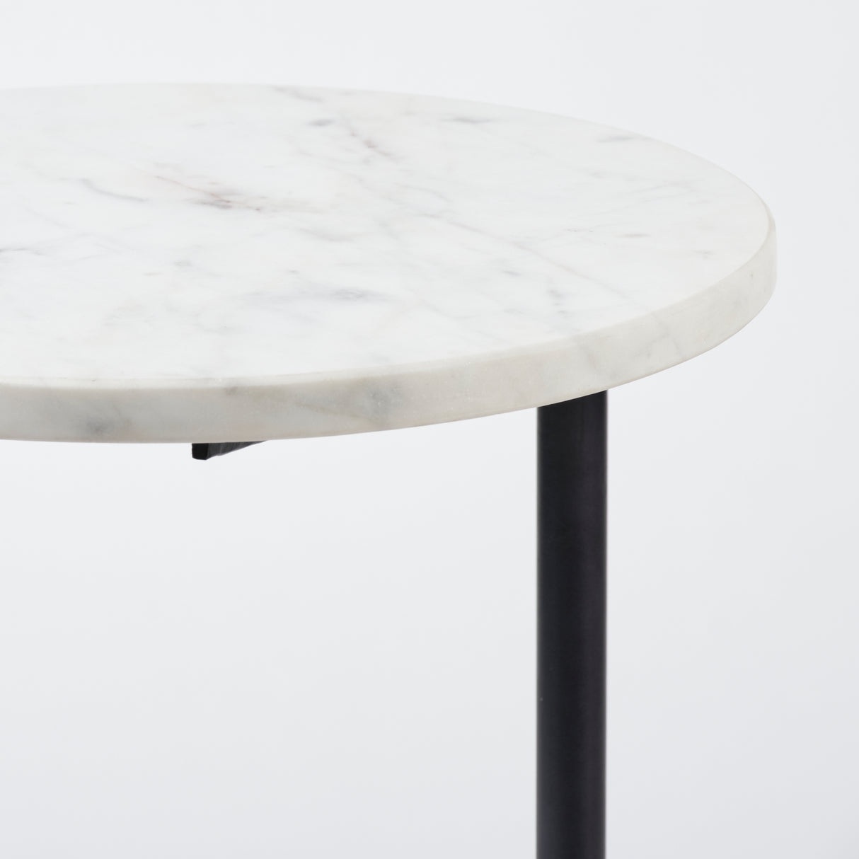 Ballatine II 15L x 15W x 27L White Marble Round Top White w/ Black Metal Base Accent Table from Mercana - Luna Furniture