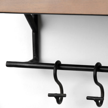 Schutt 36L Wall Mounted Wooden Shelf w/ 8 Hooks for Coats, Hats from Mercana - Luna Furniture