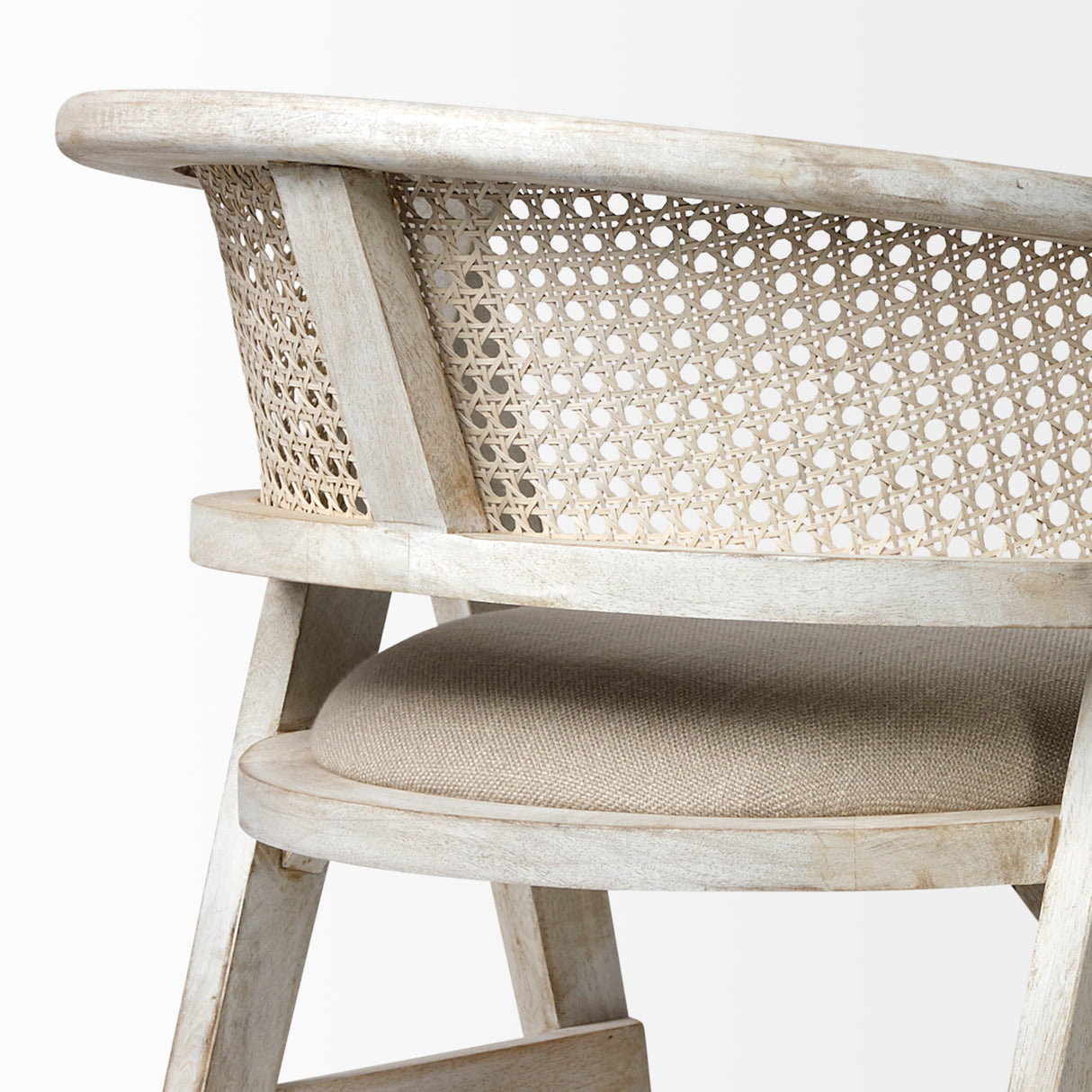 Tabitha 30.75" Seat Height Beige Fabric/Rattan Seat Blonde Wood Frame Bar Stool from Mercana - Luna Furniture