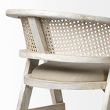 Tabitha 30.75" Seat Height Beige Fabric/Rattan Seat Blonde Wood Frame Bar Stool from Mercana - Luna Furniture