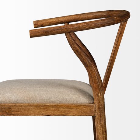 Trixie Cream Upholstered Seat Brown Wood Frame Bar Stool from Mercana - Luna Furniture