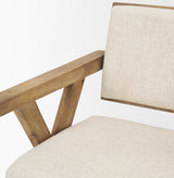 Topanga I Cream Fabric Wrap Medium Brown Wooden Frame Dining Chair from Mercana - Luna Furniture