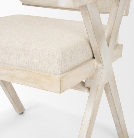 Topanga I Cream Fabric Wrap Blonde Wooden Frame Dining Chair from Mercana - Luna Furniture