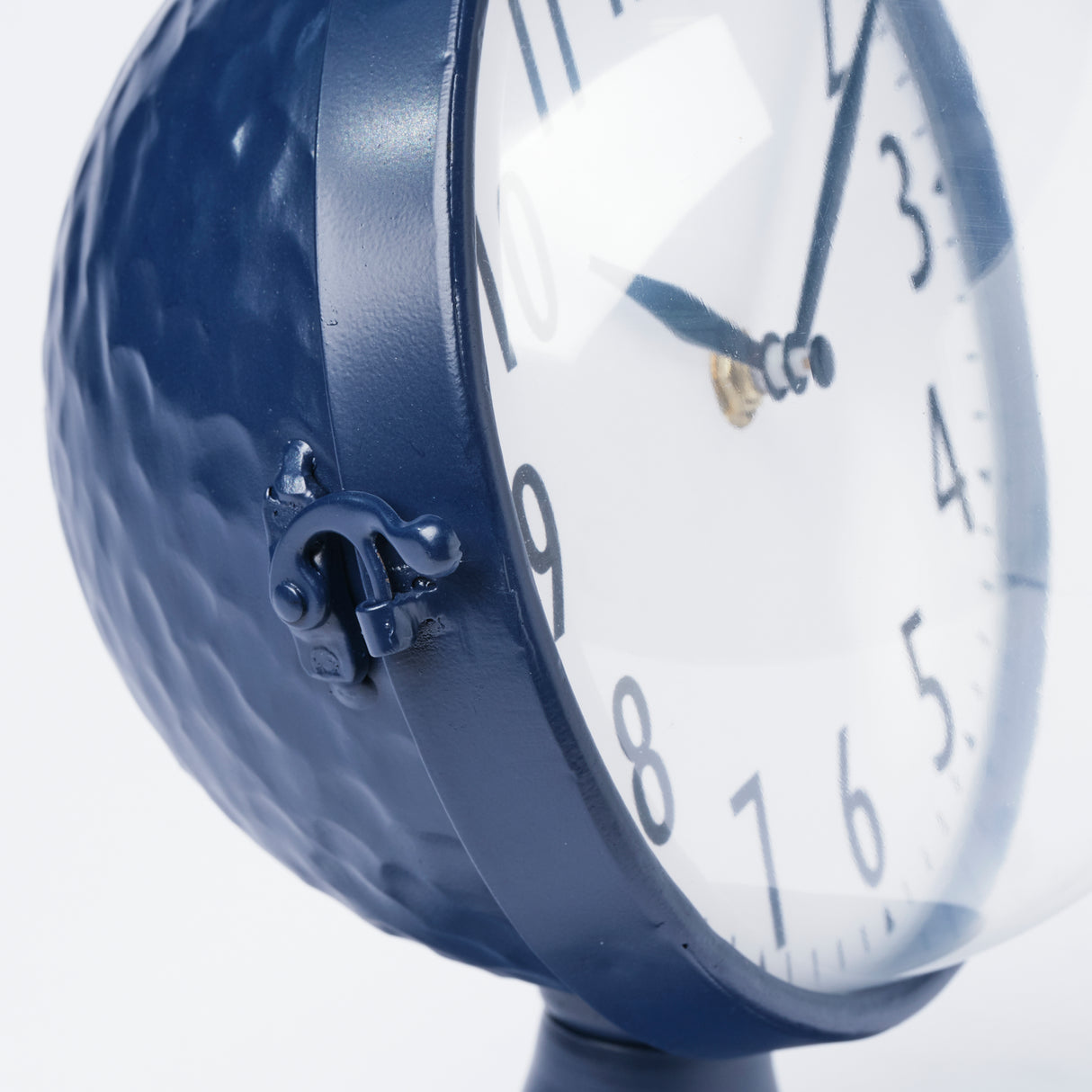 Weymouth Blue Metal Glass Dome Table Clock from Mercana - Luna Furniture