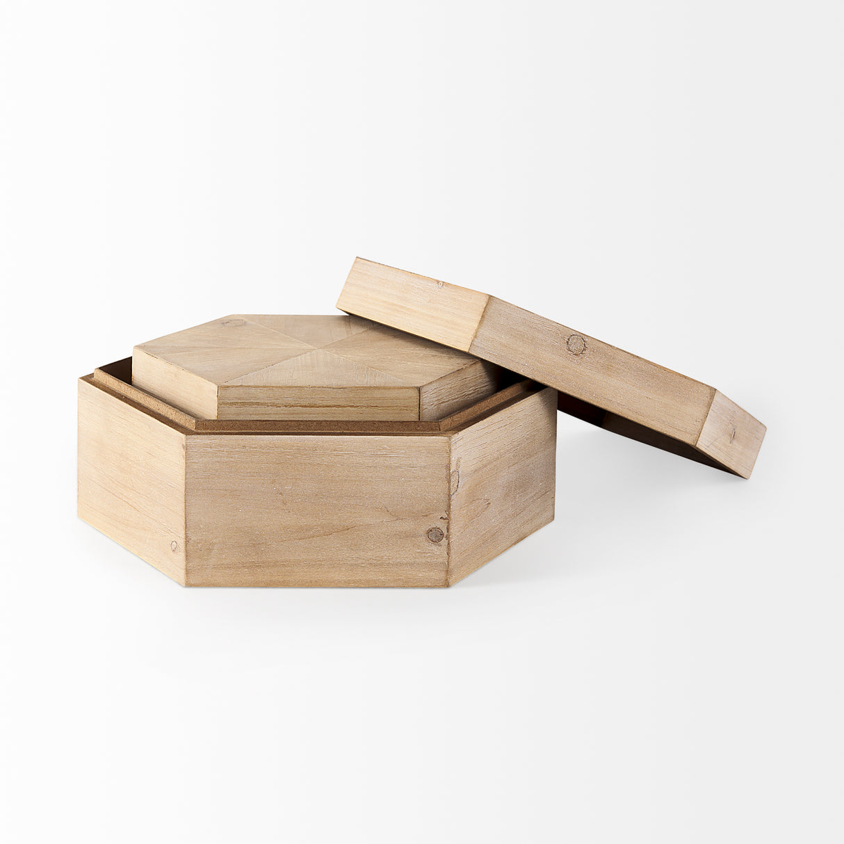 Elyse (Set of 2) 14L x 12W Brown Wooden Hexagonal Boxes from Mercana - Luna Furniture