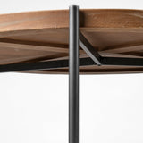 Kade 33" Round Brown Table Gray Metal Frame Two-Tier Coffee Table from Mercana - Luna Furniture