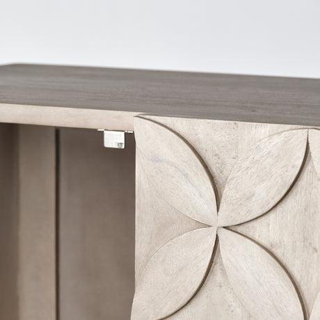 Excelsior II 68.1" H Light Brown Wood Gold Iron Base Storage Cabinet from Mercana - Luna Furniture