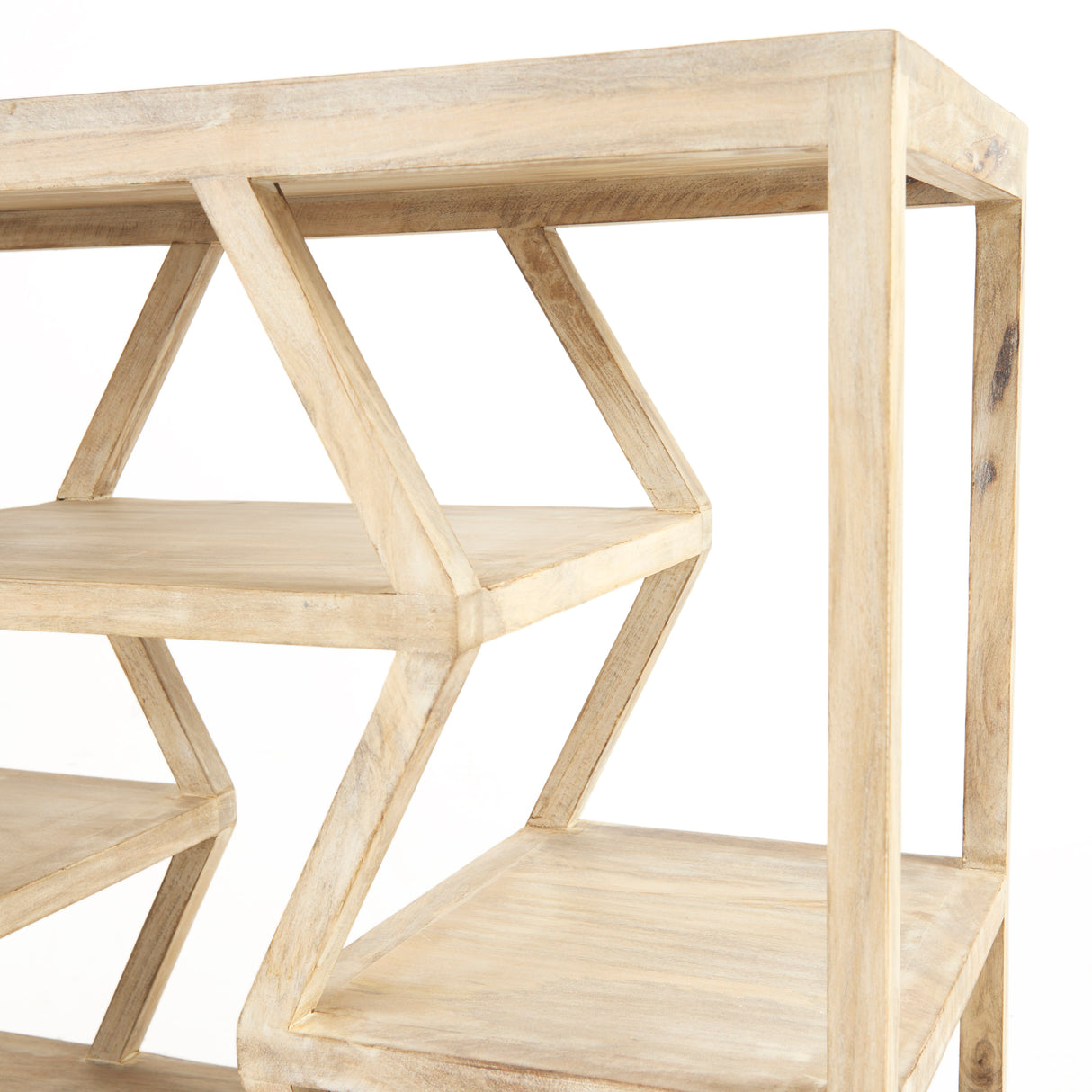 Dayton II 66L x 16W Natural Wooden Multi-Level Shelf Console Table from Mercana - Luna Furniture