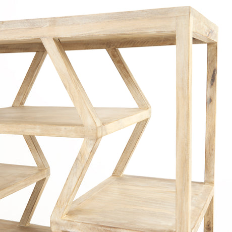 Dayton II 66L x 16W Natural Wooden Multi-Level Shelf Console Table from Mercana - Luna Furniture