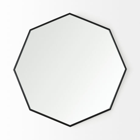 Helix 37" Octogon Black Metal Frame Mirror from Mercana - Luna Furniture