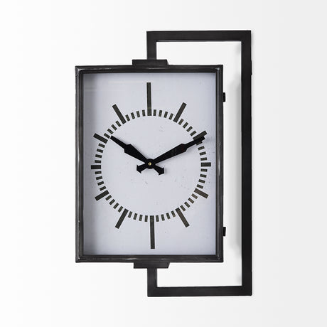 Hagar Rectangular Large Industrial Wall Clock from Mercana - Luna Furniture