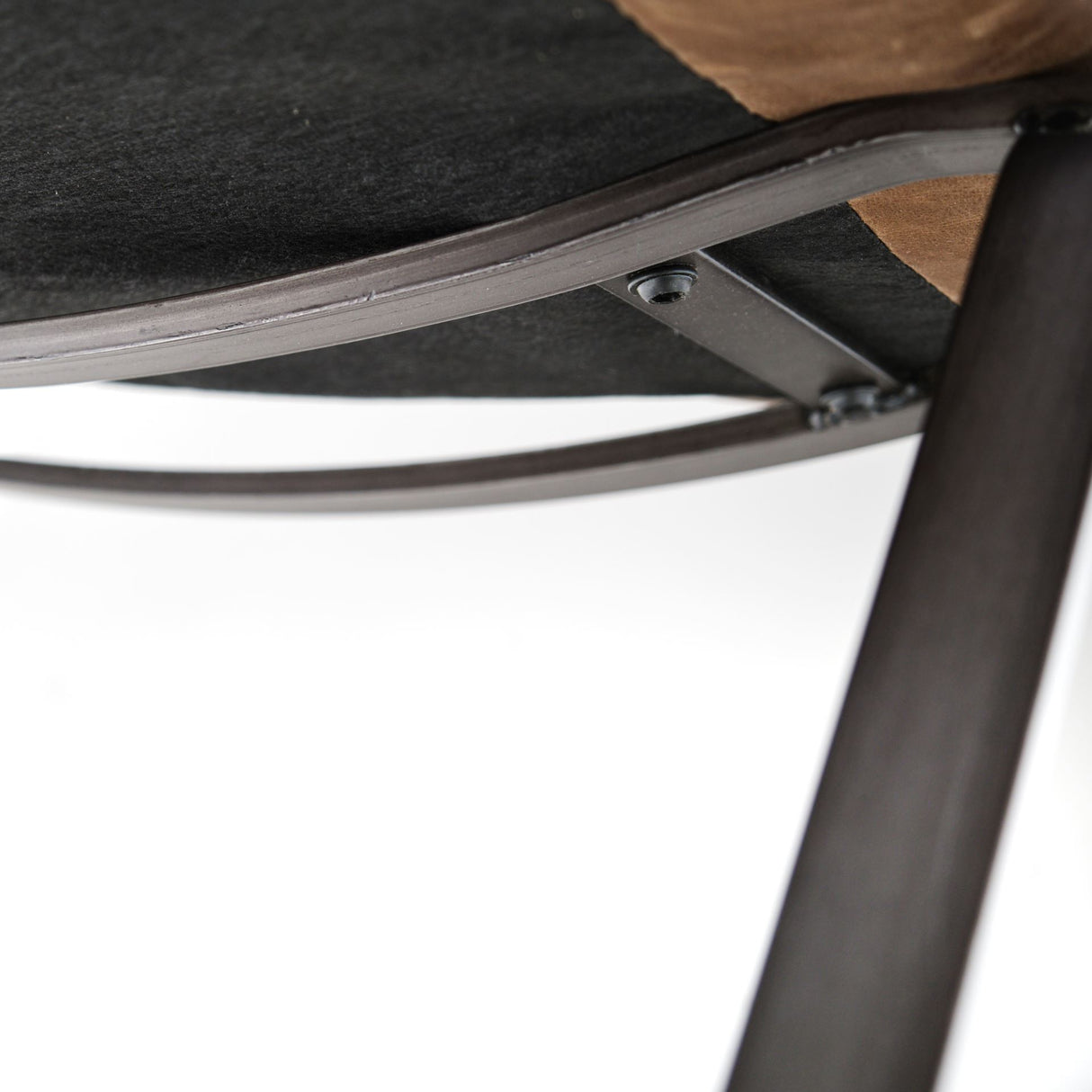 Flavelle I Brown Leather Cushion Seat and Solid Iron Base Accent Chair from Mercana - Luna Furniture