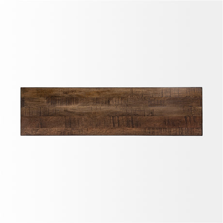 Trestman III 66L x 18W Brown Wood Top W/Black Iron Base Accent Bench from Mercana - Luna Furniture