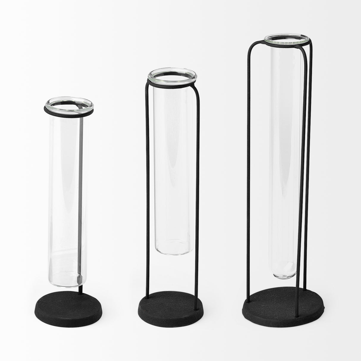 Beeker Set Of Three Black Metal Test Tube Style Vases from Mercana - Luna Furniture