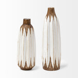 Sisko II Tall Rustic Brown White Ceramic Vase from Mercana - Luna Furniture