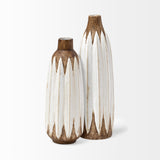 Sisko II Tall Rustic Brown White Ceramic Vase from Mercana - Luna Furniture