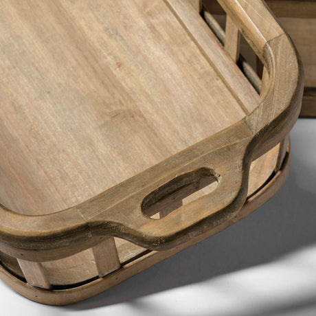 Louis Set of 2 Natural Wood Slated Nesting Trays from Mercana - Luna Furniture