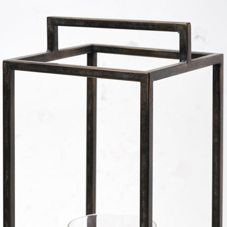 Orionis Large Wood w/ Black Metal Lantern Candle Holder from Mercana - Luna Furniture