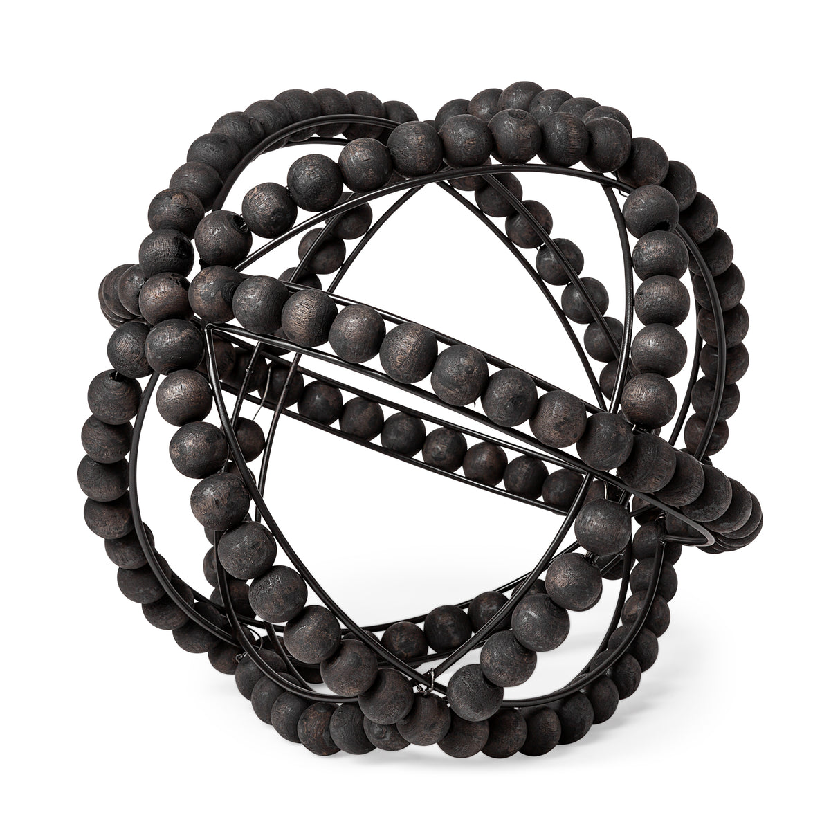 Earnhardt II Large 11L x 11W Black Wooden Beaded Orb from Mercana - Luna Furniture