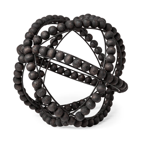 Earnhardt II Large 11L x 11W Black Wooden Beaded Orb from Mercana - Luna Furniture