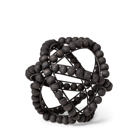 Earnhardt I Small 9L x 9W Black Wooden Beaded Orb from Mercana - Luna Furniture