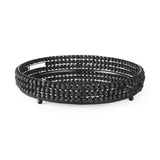 Decatur II 21L x 21W Black Wooden Bead Mirrored Bottom Round Tray from Mercana - Luna Furniture