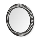 Claiborne 42" Round Black Metal Frame Mirror w/Wood Beads from Mercana - Luna Furniture