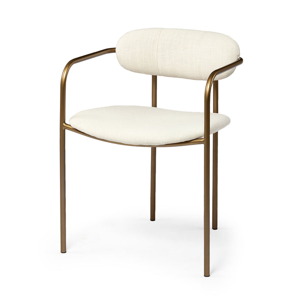 Parker I Cream Fabric Seat Gold Metal Frame Dining Chair, Set of 2