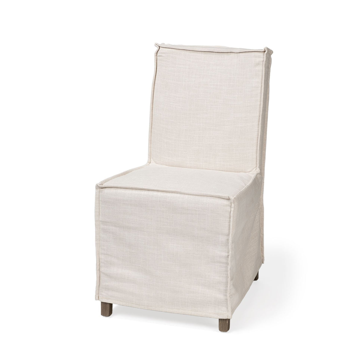 Elbert I Cream Fabric Slip-Cover Brown Wooden Base Dining Chair, Set of 2 from Mercana - Luna Furniture