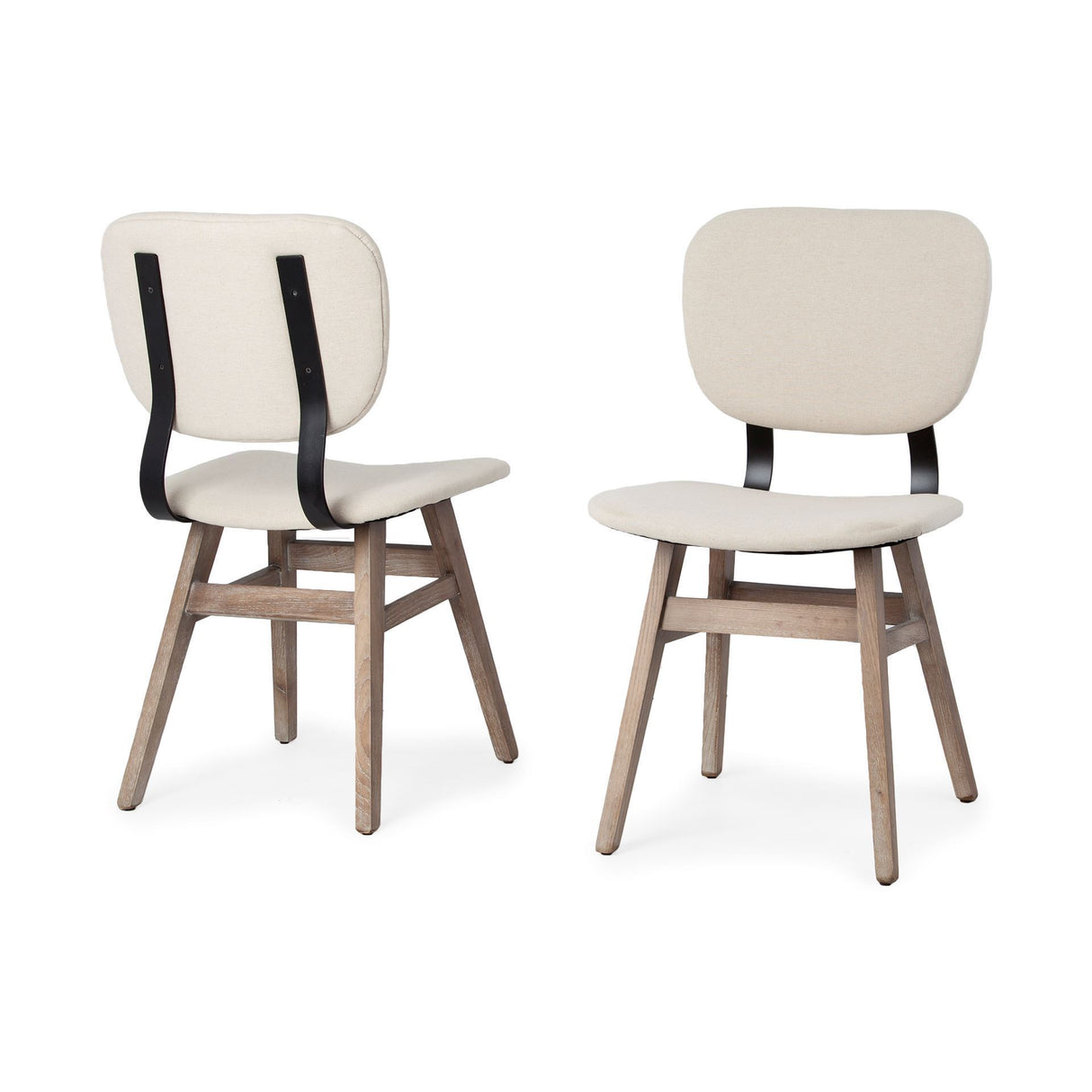 Haden I Cream Fabric Wrap Brown Solid Wood Base Dining Chair, Set of 2 from Mercana - Luna Furniture