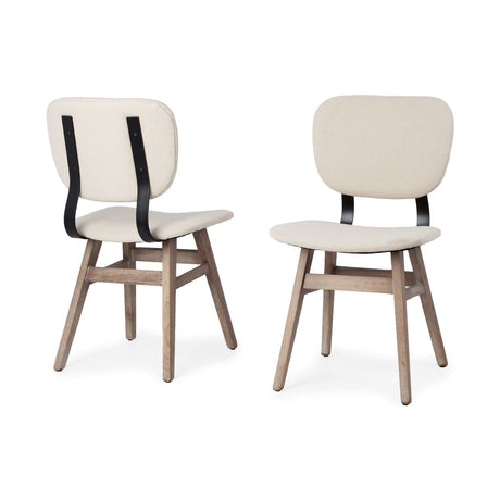 Haden I Cream Fabric Wrap Brown Solid Wood Base Dining Chair, Set of 2 from Mercana - Luna Furniture