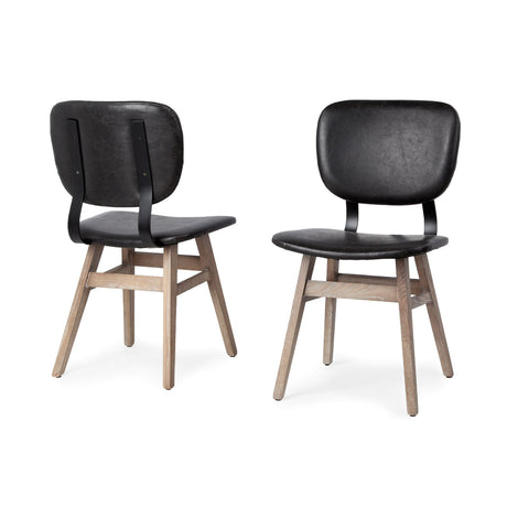 Haden I Black Faux-Leather Wrap Brown Solid Wood and Iron Base Dining Chair, Set of 2 from Mercana - Luna Furniture