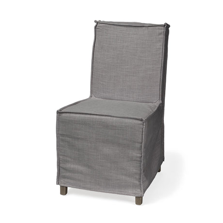 Elbert I Grey Fabric Slip-Cover Brown Wooden Base Dining Chair, Set of 2 from Mercana - Luna Furniture