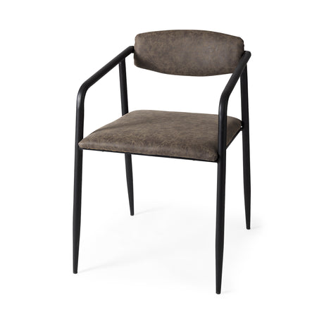 Langston Brown Faux-Leather Seat Black Iron Frame Dining Chair, Set of 2 from Mercana - Luna Furniture