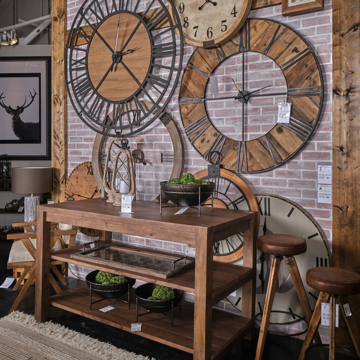 Lewiston 59" Round Oversized+ Industrial Wall Clock from Mercana - Luna Furniture