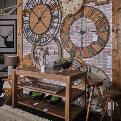 Lewiston 59" Round Oversized+ Industrial Wall Clock from Mercana - Luna Furniture