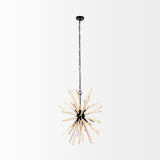 Jules 25x25 Blonde Wood and Black Metal Six Bulb Chandelier Light from Mercana - Luna Furniture