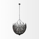 Liam I 32x30 Black Wooden Bead Bowl-Style Four Bulb Chandelier from Mercana - Luna Furniture