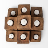 Cassius Light Brown Nine Wood Block Table Candle Holder from Mercana - Luna Furniture