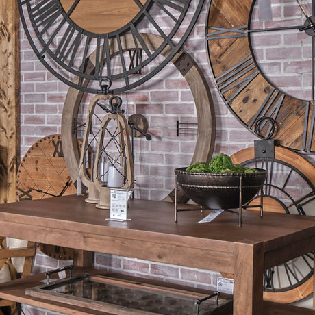 Zain II Large Brown Wooden Vintage Inspired Candle Holder Lantern from Mercana - Luna Furniture