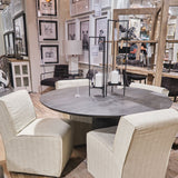 Damon Fully Upholstered Cream-Toned Fabric Dining Chair on Casters, Set of 2 from Mercana - Luna Furniture