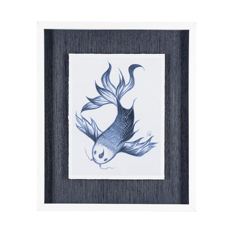 Koi Fish Blue II by Mercana Studio a Hand Embellished Textured Framed Art Print Matted under Glass from Mercana - Luna Furniture