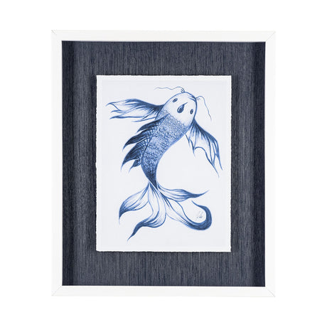 Koi Fish Blue I by Mercana Studio a Hand Embellished Textured Framed Art Print Matted under Glass from Mercana - Luna Furniture