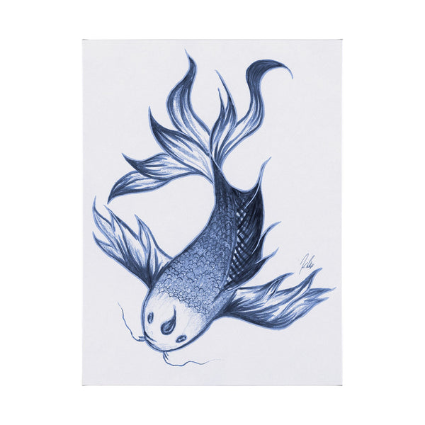 Koi Fish Blue II by Mercana Studio a Hand Embellished Textured Canvas