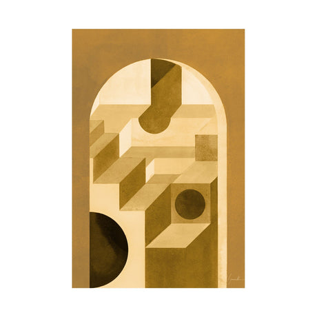 Labyrinth II Yellow by Mercana Studio a Hand Embellished Textured Canvas from Mercana - Luna Furniture