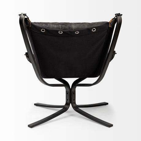 Colarado Black Leather Cushions w/ Black Metal Frame Sling-Style Accent Chair from Mercana - Luna Furniture