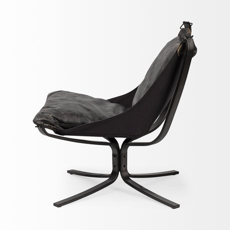 Colarado Black Leather Cushions w/ Black Metal Frame Sling-Style Accent Chair from Mercana - Luna Furniture