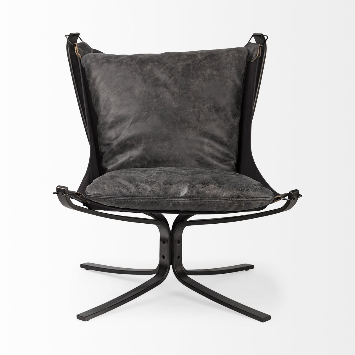 Colarado Black Leather Cushions w/ Black Metal Frame Sling-Style Accent Chair from Mercana - Luna Furniture